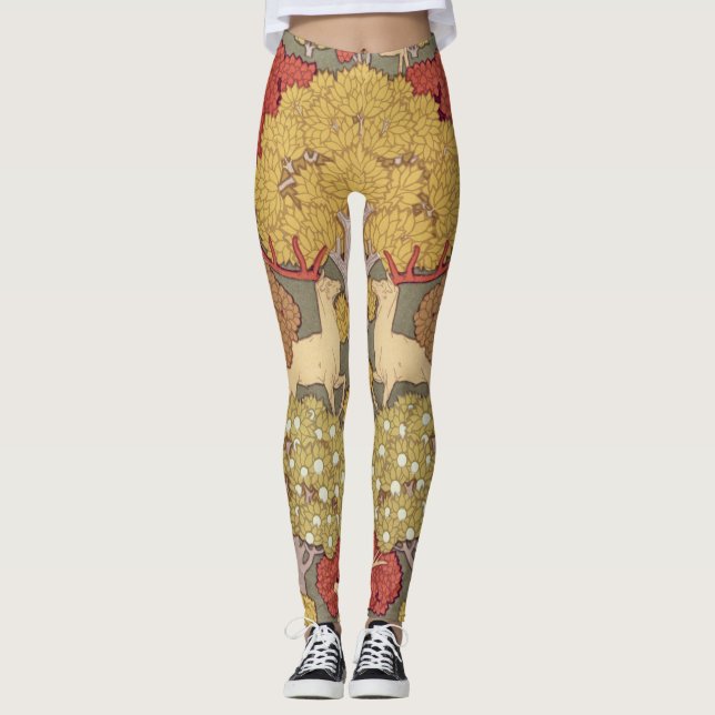 Leggings Deer &Tree Squirrel Bird Rowan Berries Art Nouveau (Anverso)