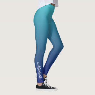 Leggings Degradado sombrío azul personalizado