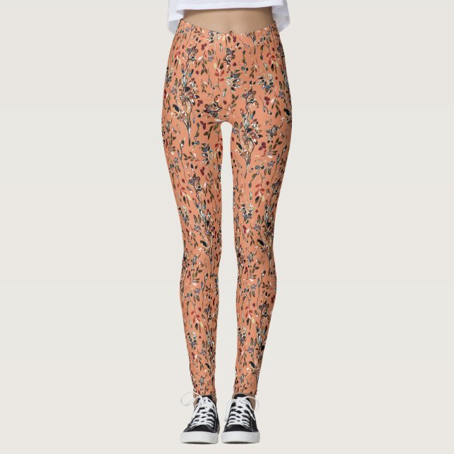 Leggings Deja Berries Naranja Elegante acuarela Floral (Anverso)