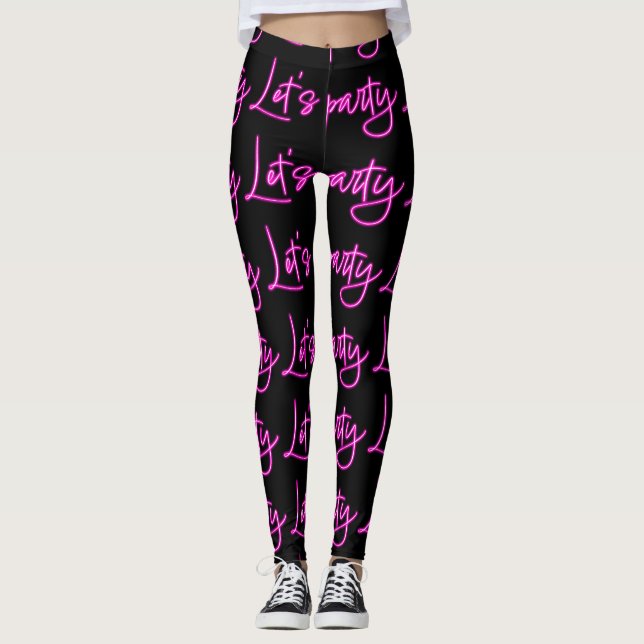 Leggings Dejemos que el guión de neón rosado caliente fiest (Anverso)