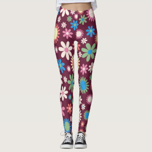 Leggings del patrón de flor retro 60