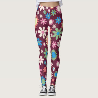 Leggings del patrón de flor retro 60