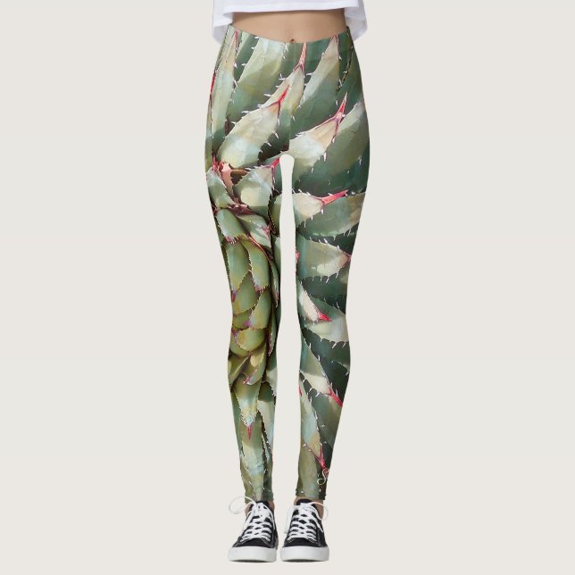 Leggings del Suroeste, Agave Green/Purple con nomb (Anverso)