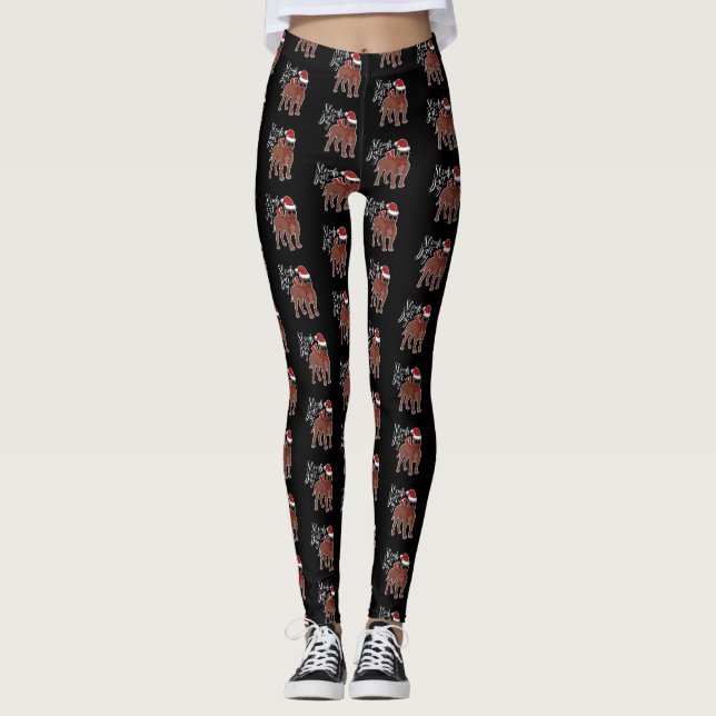 Leggings Del trineo navidad divertido del perro de Pitbull (Anverso)