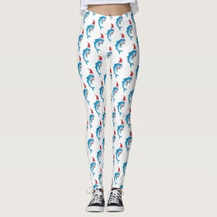 Leggings Delfín lindo con personalizado de Santa hat