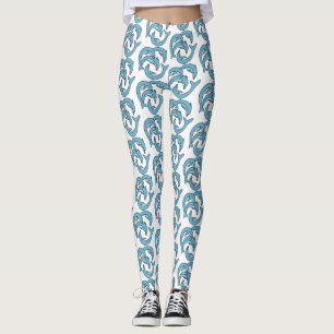 Leggings Delfines azules en círculos Thunder_Cove