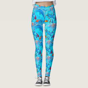 Leggings delfínes felices del salto azules
