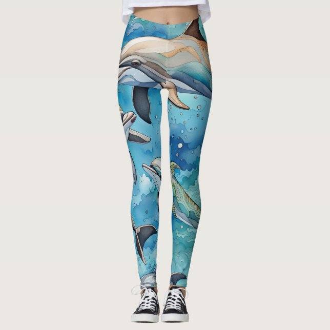 Leggings Delfines nadando en el mar (Anverso)