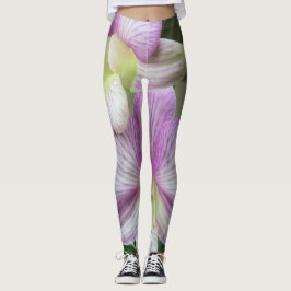 Leggings Delicadas leggantas de orquídeas blancas y violeta