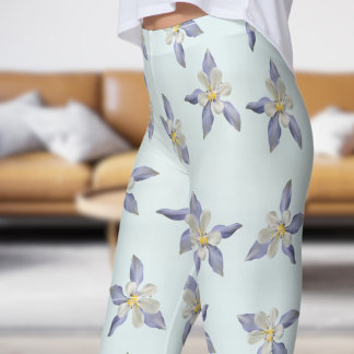 Leggings Delicado patrón de Petales Florales Azules