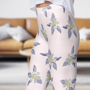 Leggings Delicado patrón de Petales florales Rubor blancos