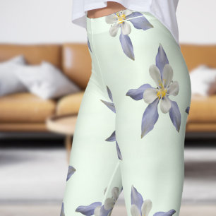 Leggings Delicado patrón de Petales Florales Verdes