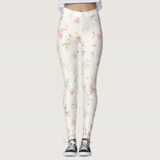Leggings Delicado patrón floral de acuarela | Flor de rosa