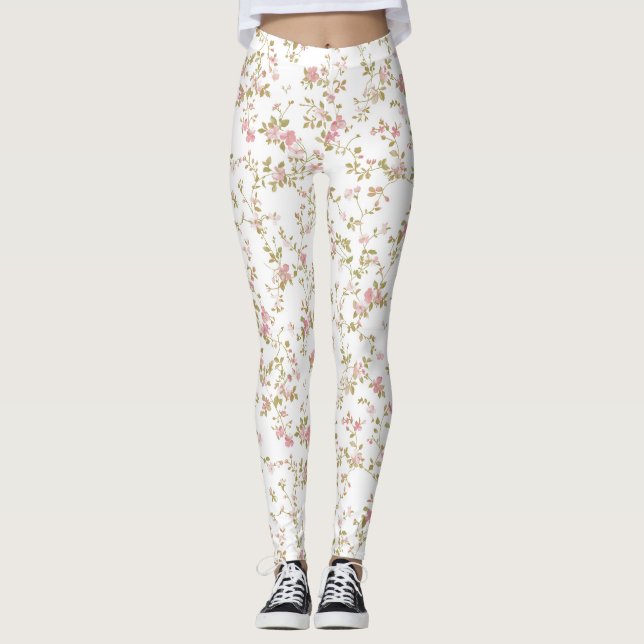 Leggings Delicado Patrón floral de vino (Anverso)