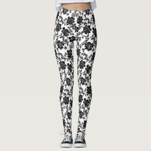Leggings Delicado patrón negro de flores