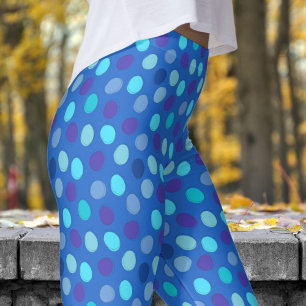 Leggings Delicioso patrón de punto de polka azul celta y az
