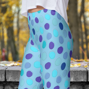 Leggings Delicioso patrón de punto de polka azul y azul beb
