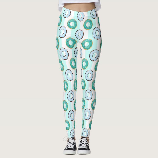Leggings Deliciosos Donuts Turquoise Stripes Pattern (Anverso)