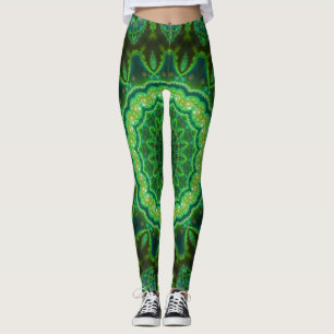 Leggings Delirio cósmico de la luz del negro del bróculi
