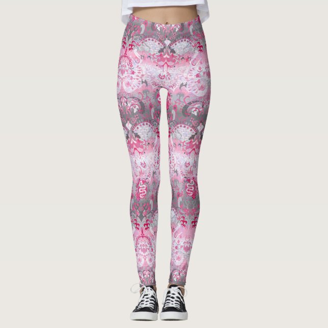 Leggings Demigirl Dragon Damask - Elegantes colores de band (Anverso)