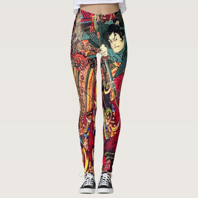 Leggings Demonios que luchan del samurai (Anverso)
