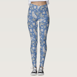 Leggings Denim azul, encaje - Perlas de marfil