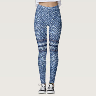 Leggings Denim Azul Macro, Textura De Cierre.