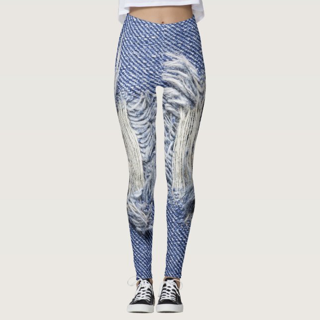 Leggings Denim azul roto: textura de jeans. (Anverso)