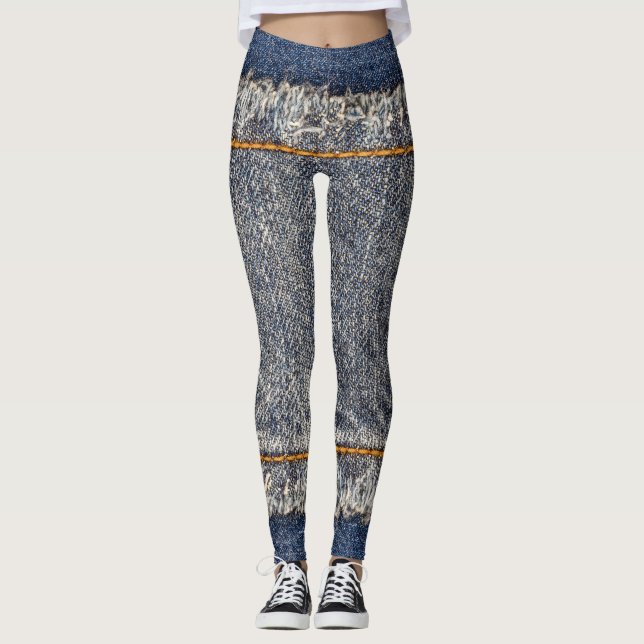 Leggings Denim Blue Jeans: Parche doble Casual (Anverso)