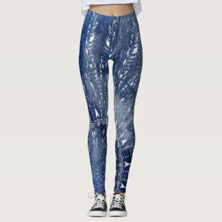 Leggings Denim Blue & White Mandala Mix Design