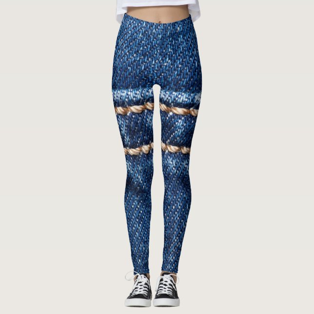 Leggings Denim con título: textura de jeans cerrados. (Anverso)