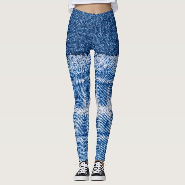 Leggings Denim desgarrado: marco doble de jeans azules (Anverso)