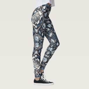 Leggings Denim & Diamonds Glam Bling Rosas Joyas