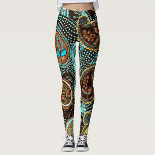 Leggings Denim Paisley: Patrón de textura de jeans sin foco