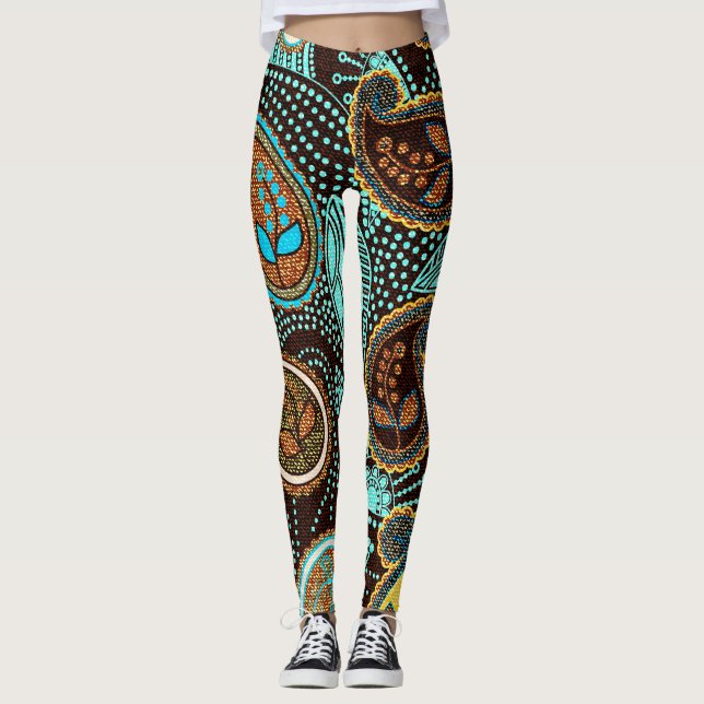 Leggings Denim Paisley: Patrón de textura de jeans sin foco (Anverso)