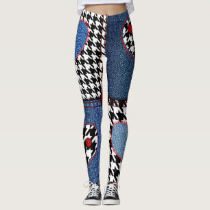 Leggings Denim Patchwork: Patrón de tela sin costura