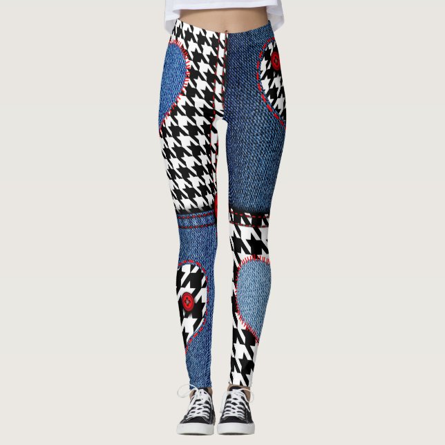 Leggings Denim Patchwork: Patrón de tela sin costura (Anverso)