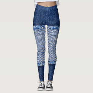 Leggings Denim roto: tela de jeans azules.