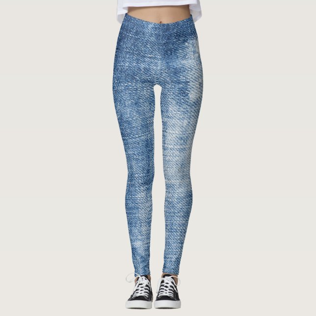 Leggings Denim Texture: Agujeros rayados. (Anverso)