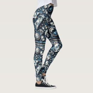 Leggings Denim y Diamantes Brillantes Joyas de Piedras Prec