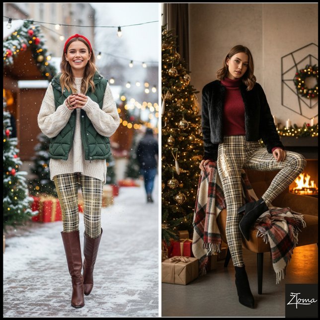 Leggings Dense Brown Black Mini Plaid Check (Subido por el creador)