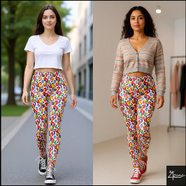 Leggings Dense Retro Primary Color Abstract Scribble