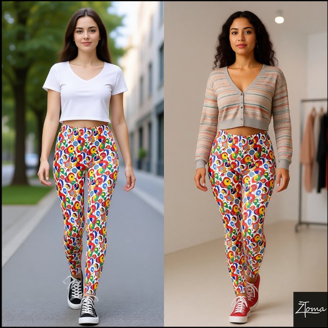 Leggings Denso Color Primario Abstracto Garabato (Subido por el creador)