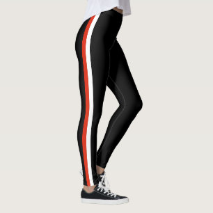Leggings Deporte de piernas a rayas rojas blancas