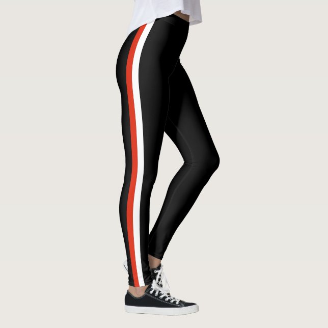 Leggings Deporte de piernas a rayas rojas blancas (Derecha)