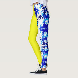 Leggings Deporte de snowboard azul cielo amarillo