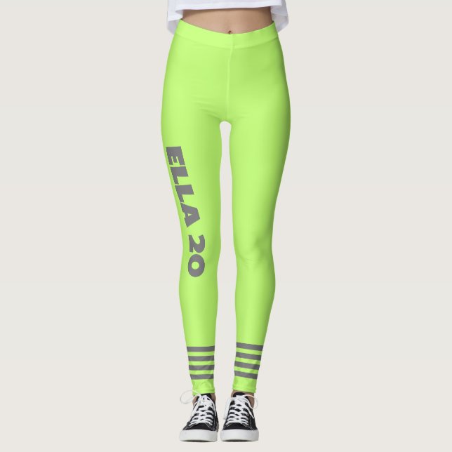Leggings Deporte personalizado l Neón verde claro de moda (Anverso)