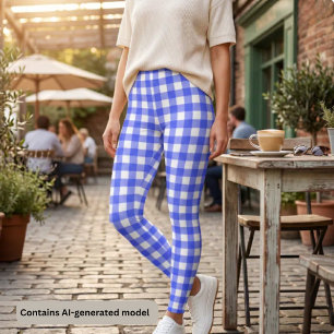 Leggings Deporte Retro Chic Cuadros Azules