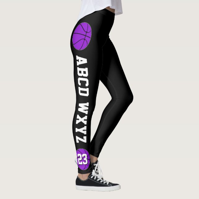 Leggings Deportes del equipo de baloncesto morado Nombre y  (Derecha)