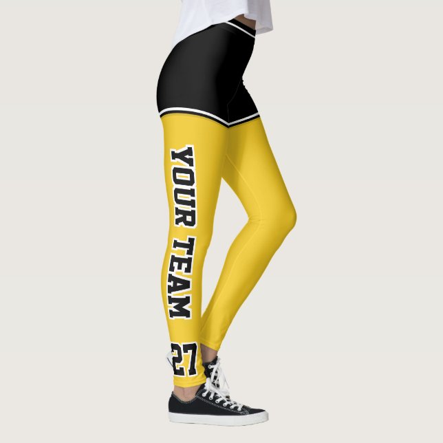 Leggings Deportes Número de Equipo Nombre Cortos Amarillos  (Derecha)